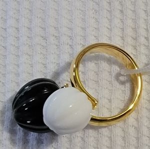 Gold twisted ring with black and white jewel on top from Just Cavalli size 9